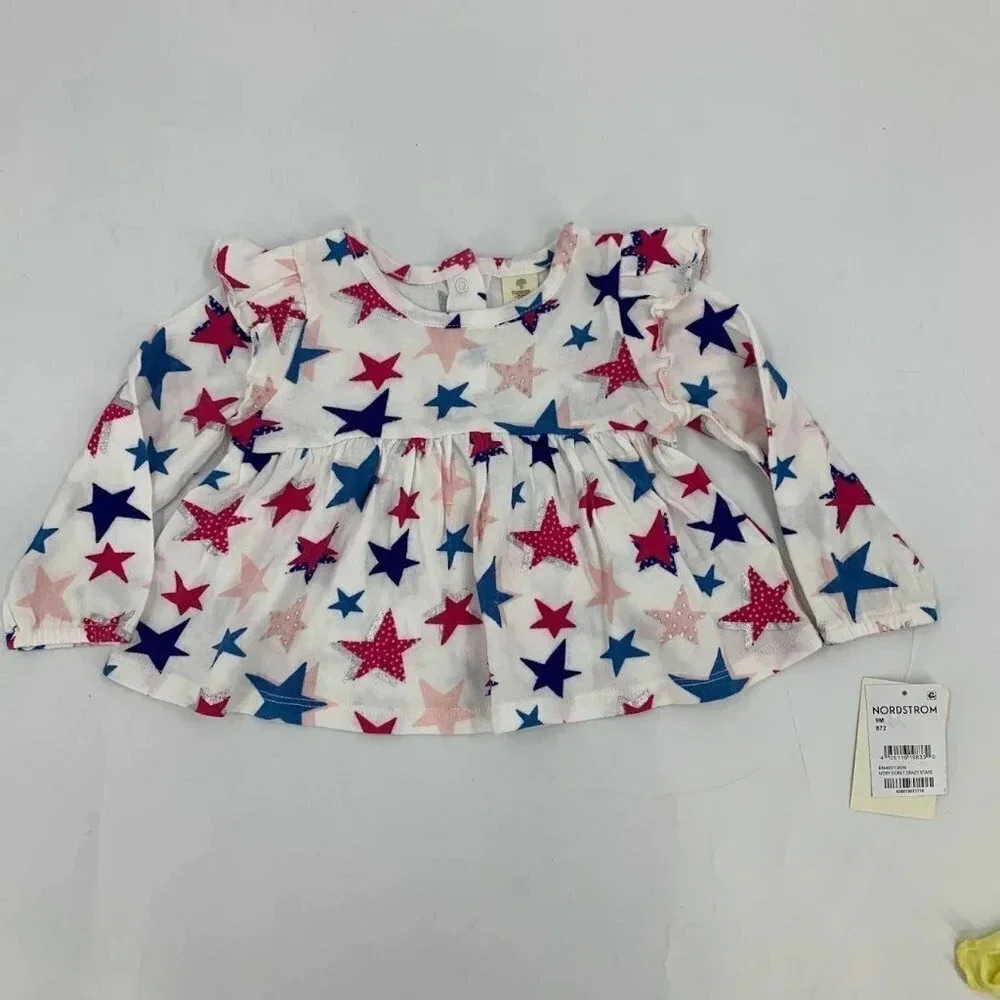 Tucker + Tate Babies' Sparkle Printed Peplum Top In Crazy Stars Size 9M NWT